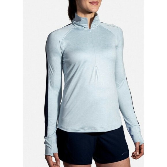 BROOKS NWT Heather Glacier/Navy Dash 1/2 Zip Running Jacket Women’s Small - Picture 2 of 12